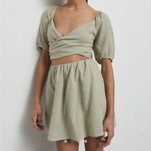 NWT UO Gauze Cutout Wrap Dress